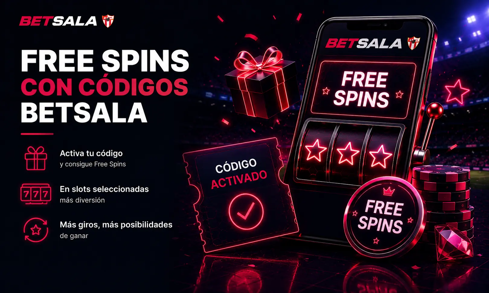 Free spins con códigos Betsala