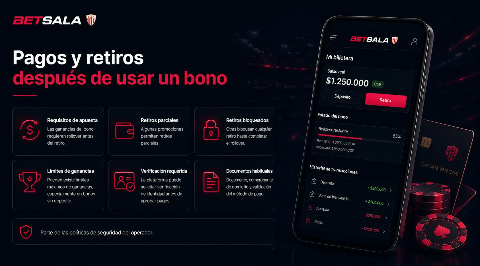 Pagos y retiros después de usar un bono 