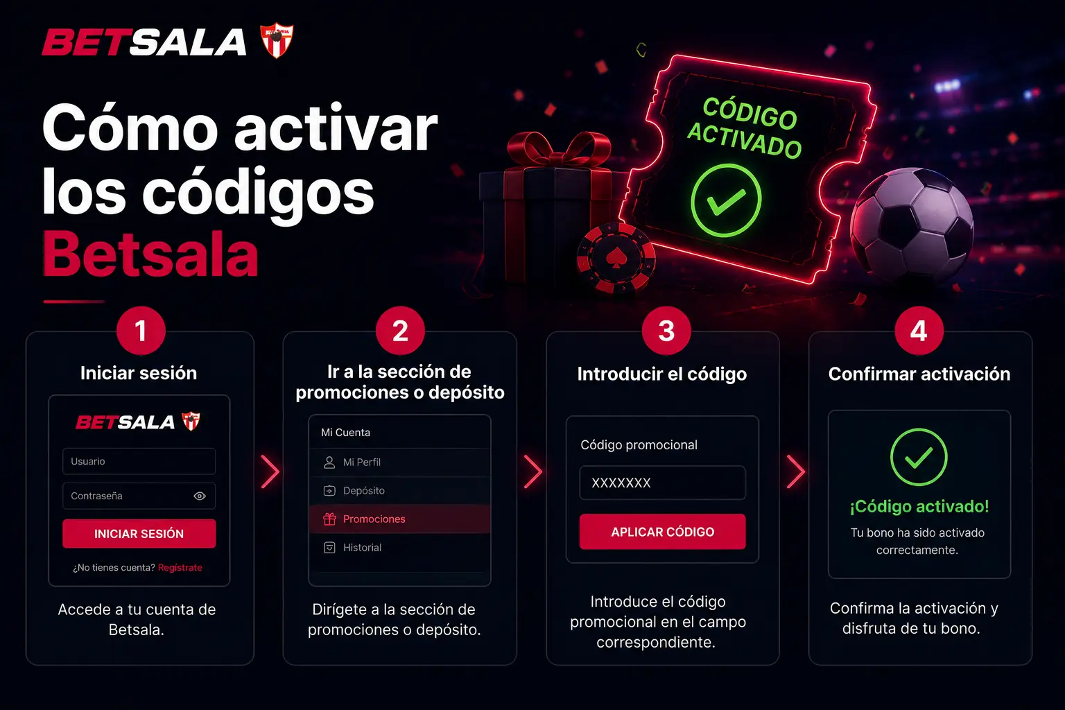 Cómo activar los códigos Betsala
